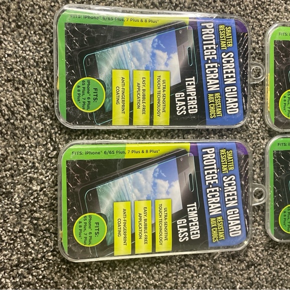 Lot Of 4 Shatter Resistant Tempered Glass Screen Guard iPhone 6 & 6S/7/8 Plus - Picture 6 of 7